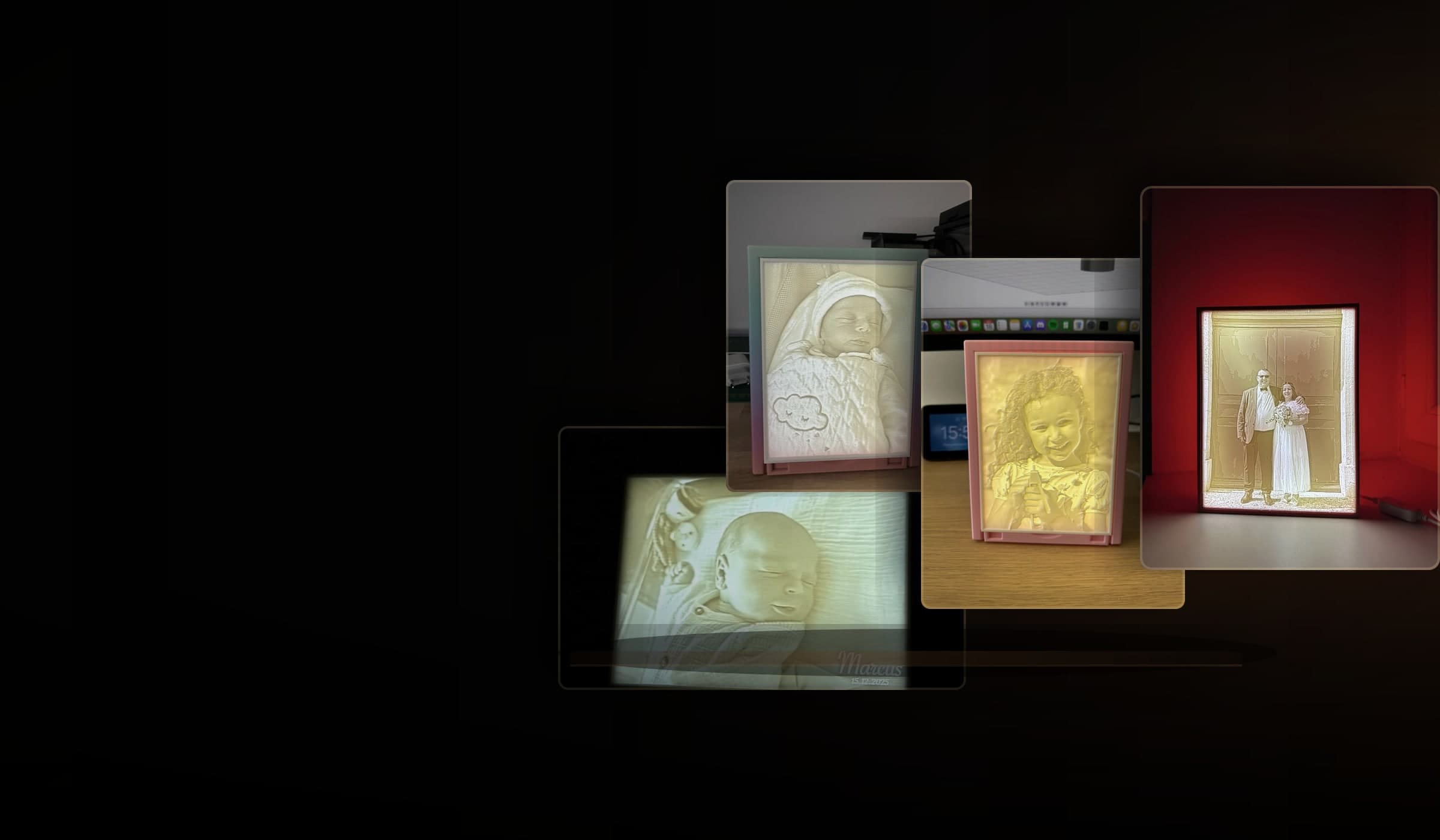 Exemples de lithophanies personnalisées imprimées en 3D